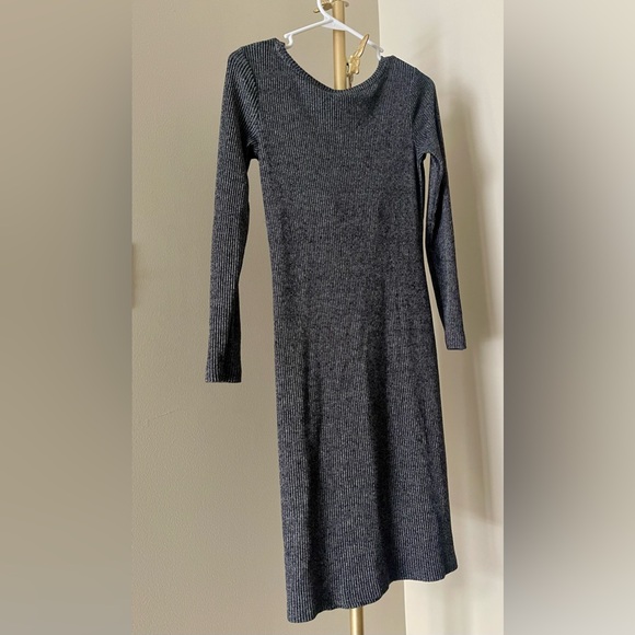 A New Day Charcoal Gray Ribbed Knit Long Sleeve Midi Dress | Size XS - Picture 5 of 6